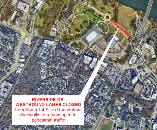 Map of temporary road closures near the West Riverside Reclaimed Water Project