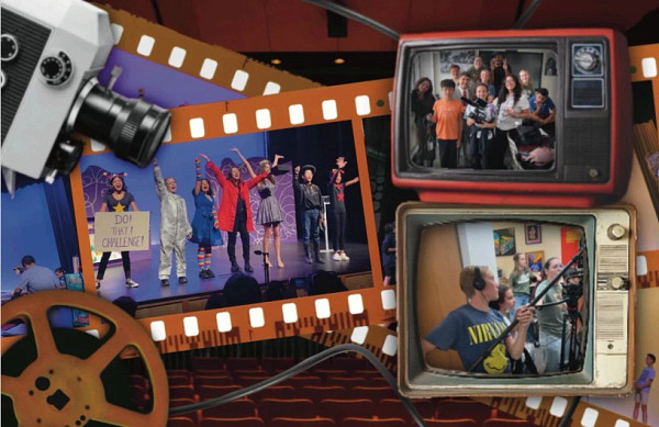 Collage of youth participating in TCTA camps inside of TV screens and film