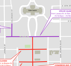 Closure Map Document for the 2026 Texas Book Festival event