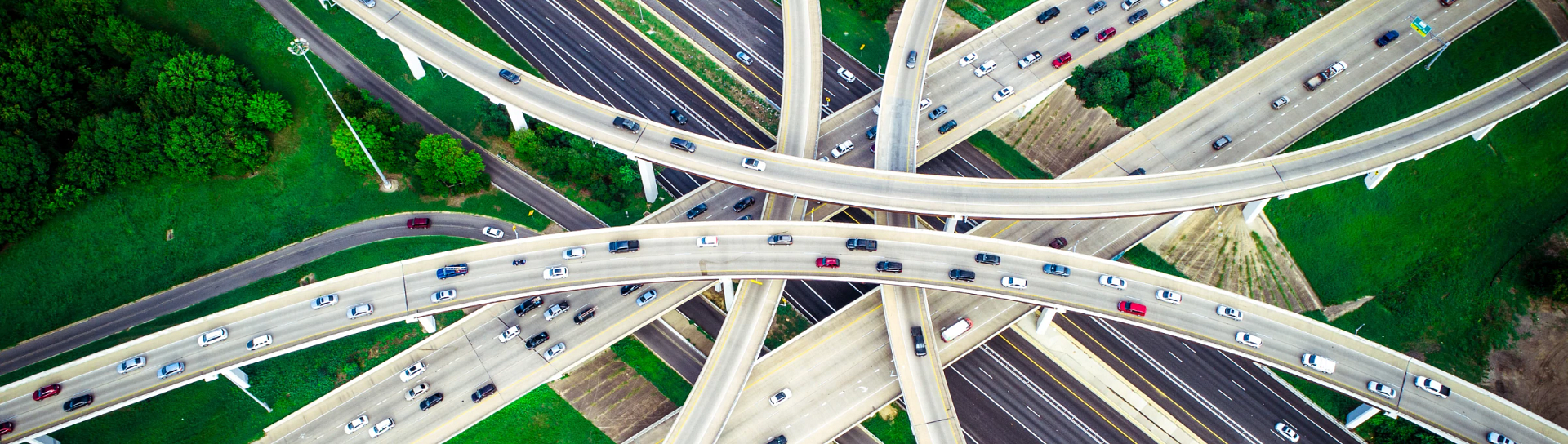 Aerial view of intersecting highways at Mopac Expressway at I-183.