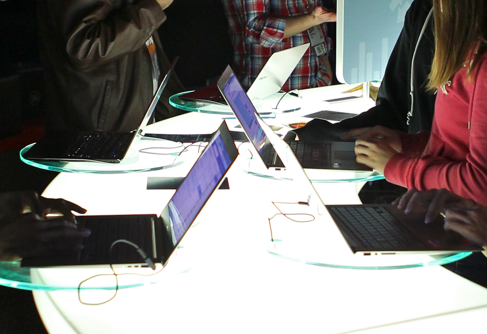 Laptops in use at the Palmer Events Center using Wi-Fi