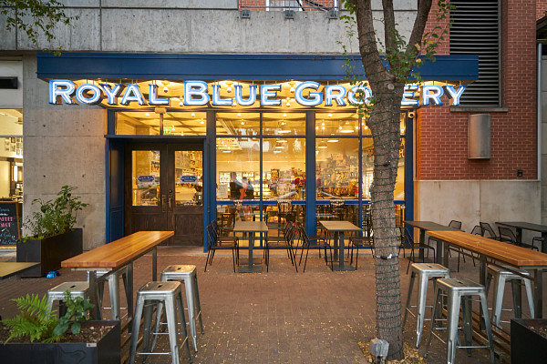 exterior of Royal Blue Grocery's downtown Austin location