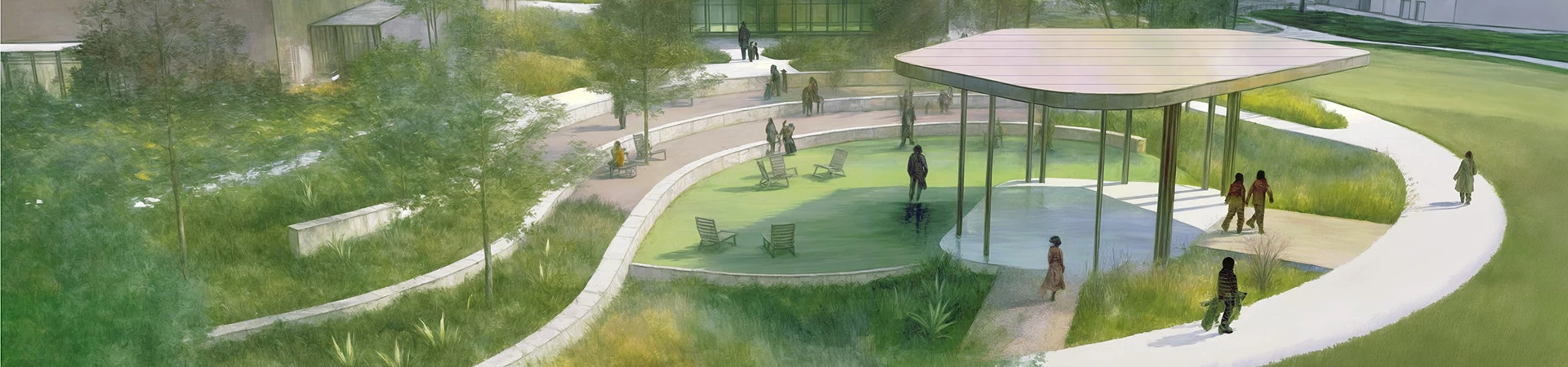 Rendering of the St. John Site redevelopment’s Pocket Park created by TBG Partners