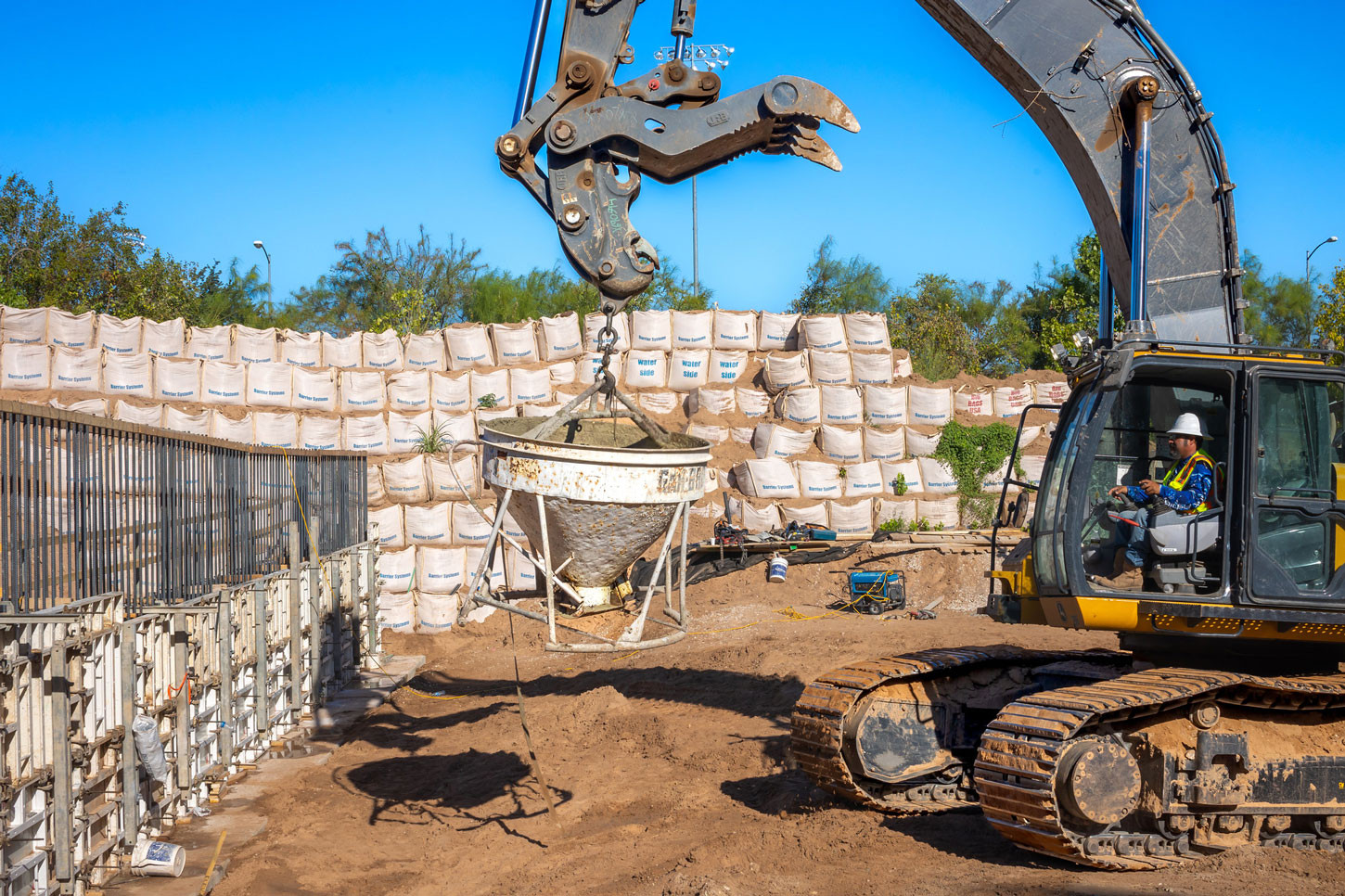 Drop structures were built to stabilize erosion and guide water into the river.