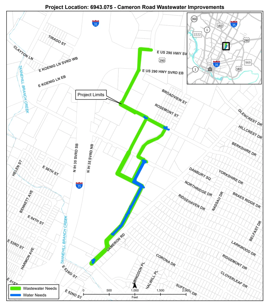A map of the Cameron Road Project