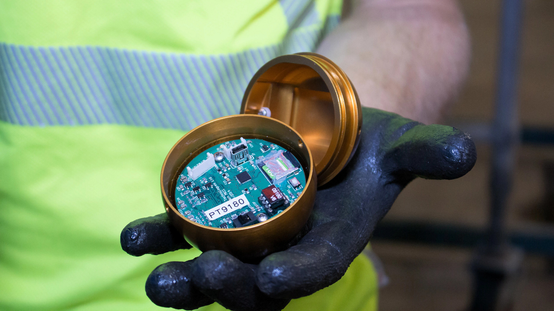 Austin Water crews show off the SmartBall leak detection tool.