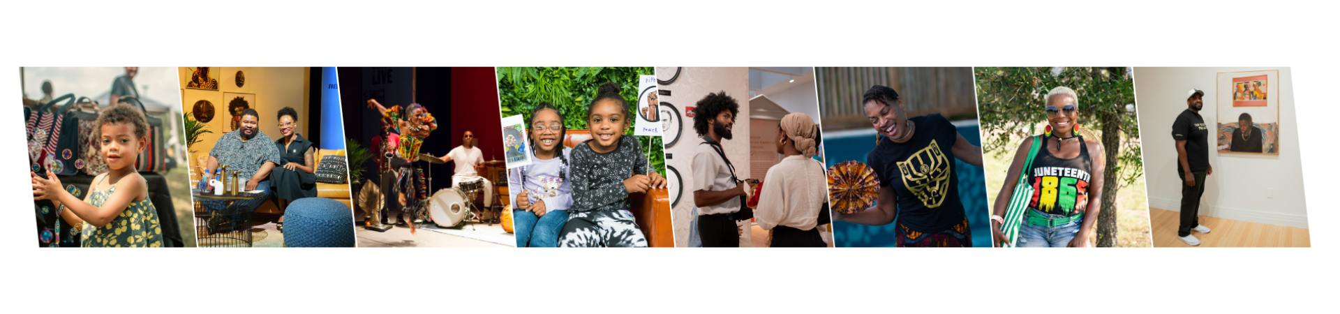Photo collage with Black people of all ages participating in events at the Carver