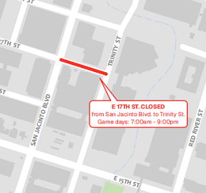 Closure Map Document for the 2026 TX Tailgarten events