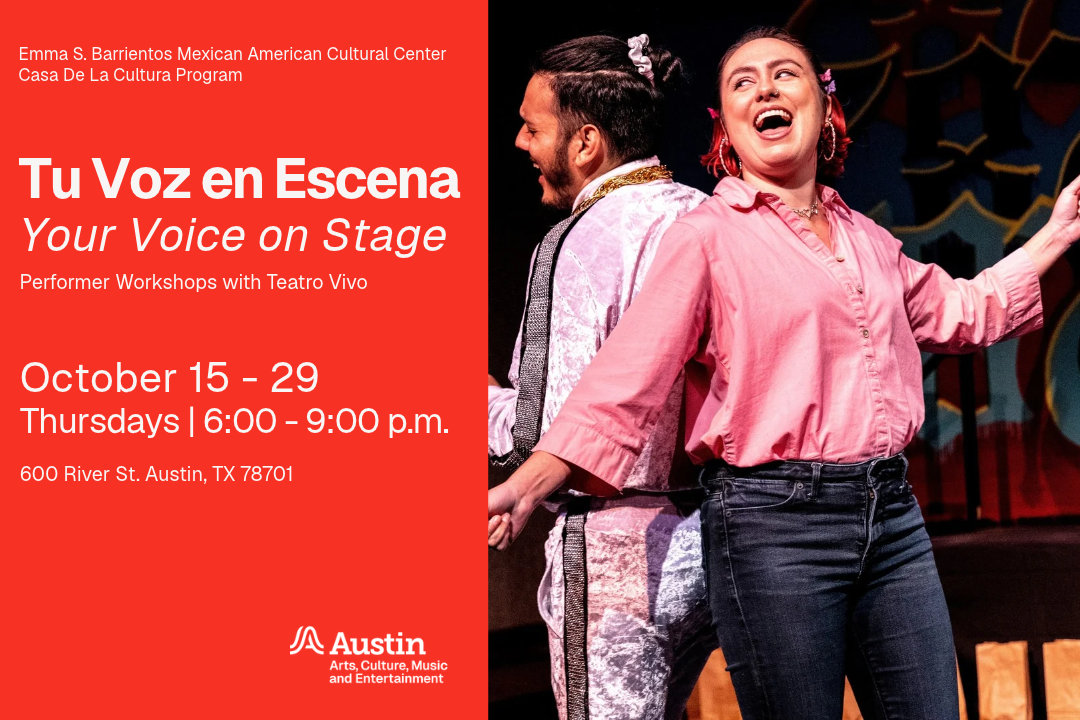 Flyer featuring a teatro vivo play