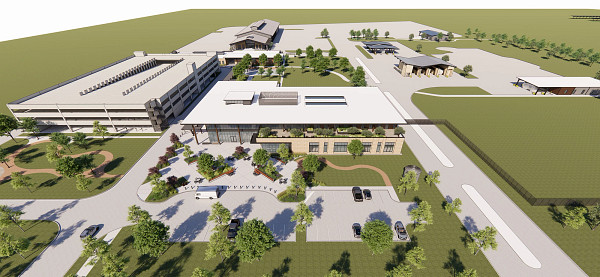 An aerial mockup image of the north campus of the Northeast Service Center.