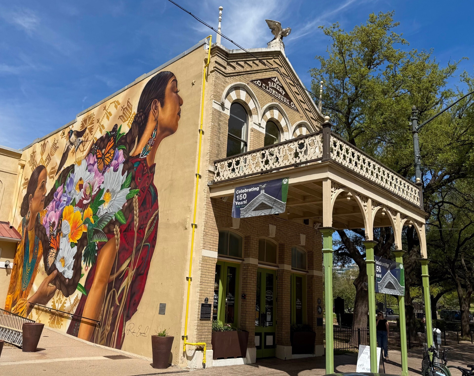 image of historic building with modern mural