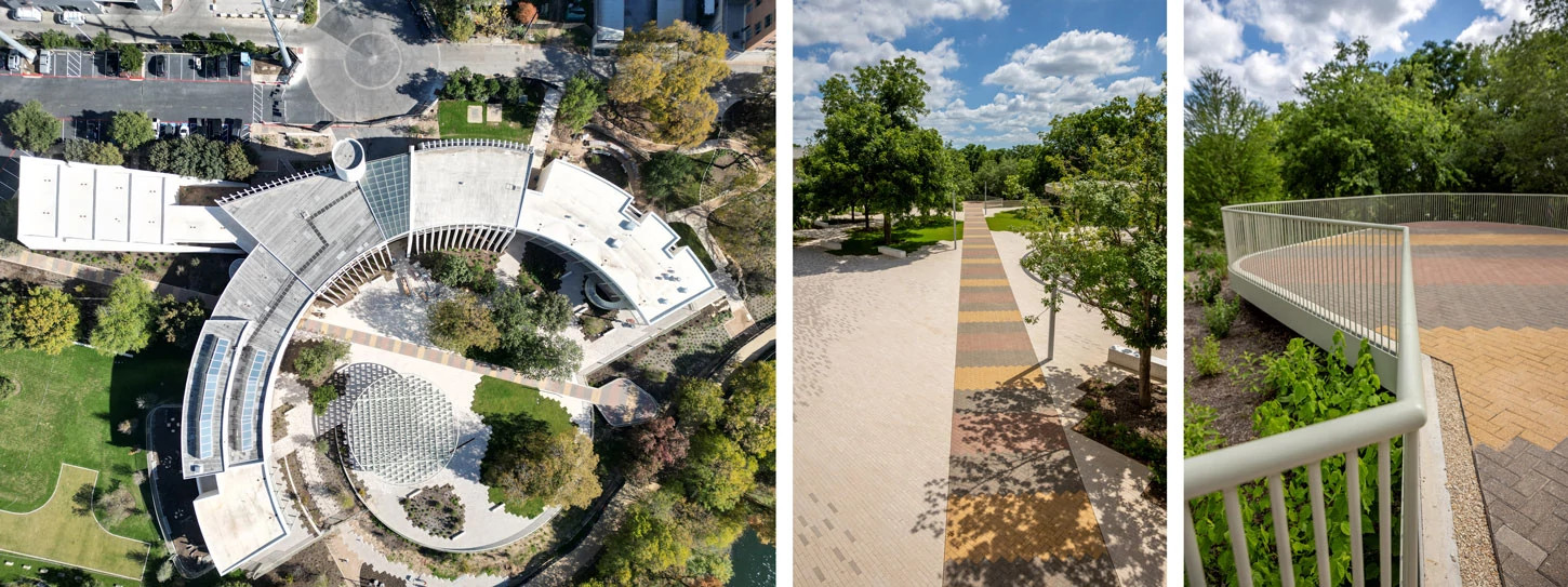 drone shot and close-ups of a snake path art project
