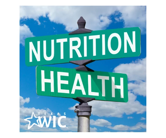 Cross Road Sign with Nutrition and Health Street signs