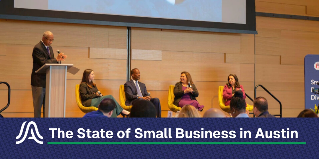A panel of business experts speak at the State of Small Business breakfast.
