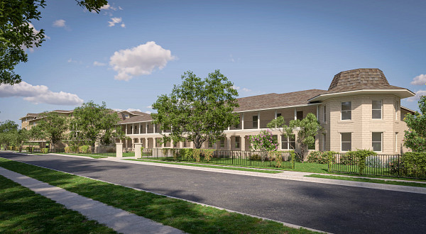 model of the exterior of Waverly North's community housing
