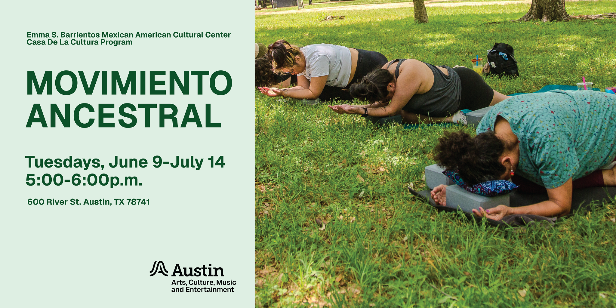 Banner featuring an outdoor movement class