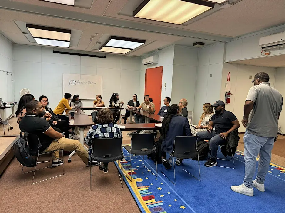 A collection of people gathered for the Circular Business Roundtable, an event hosted by Austin Economic Development and Austin Resource Recovery.