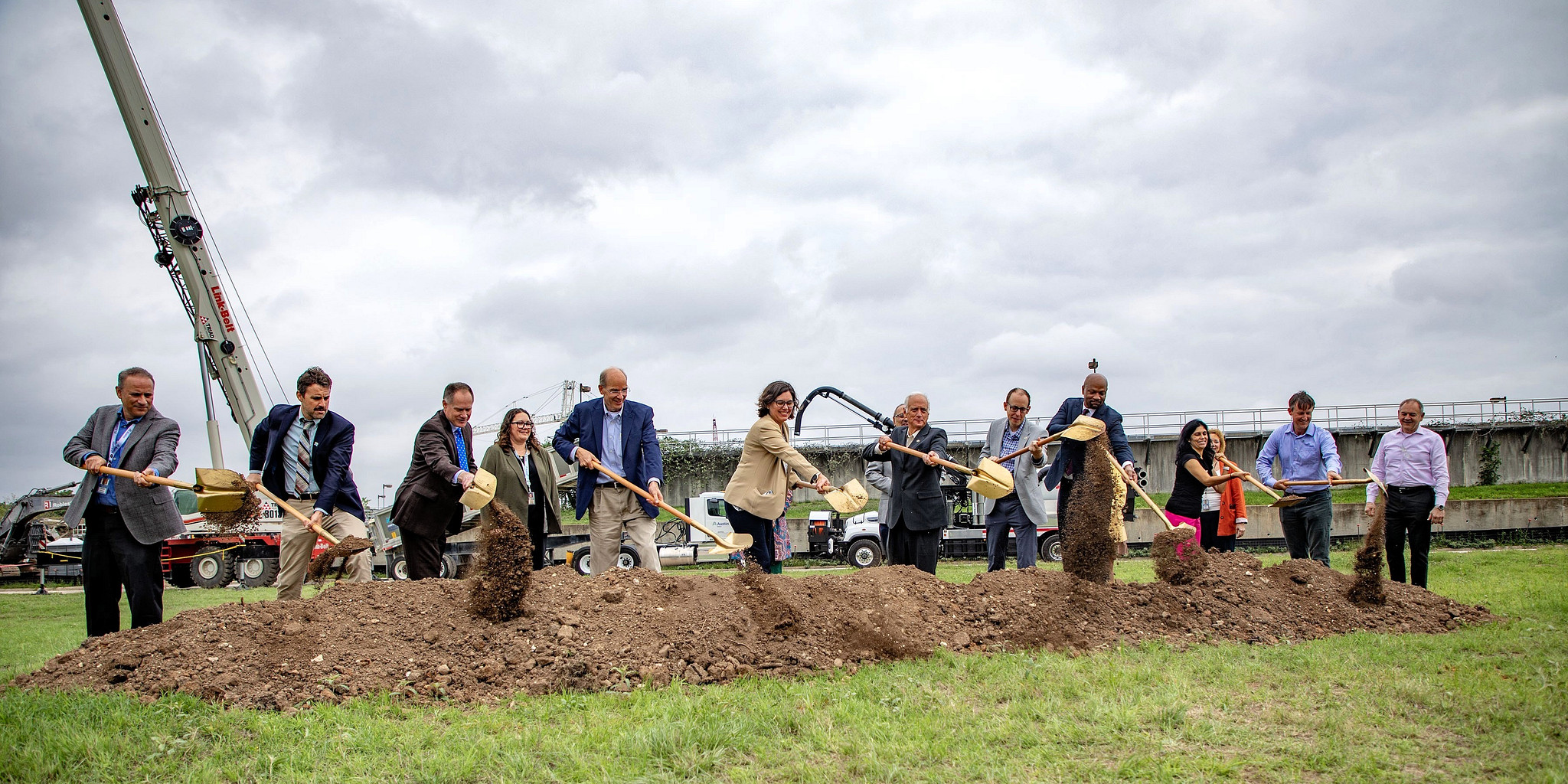 Austin Water and City of Austin leaders taking part in the groundbreaking ceremony for the Walnut Creek Wastewater Treatment Plant expansion project