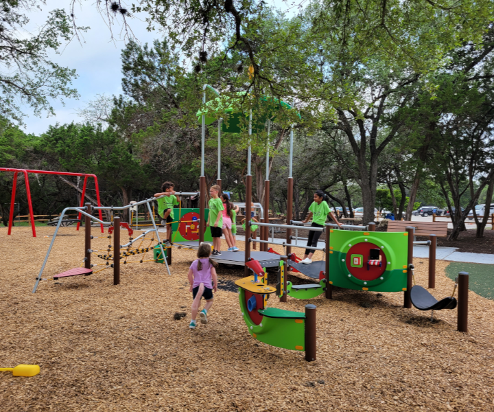 Children play on a playground