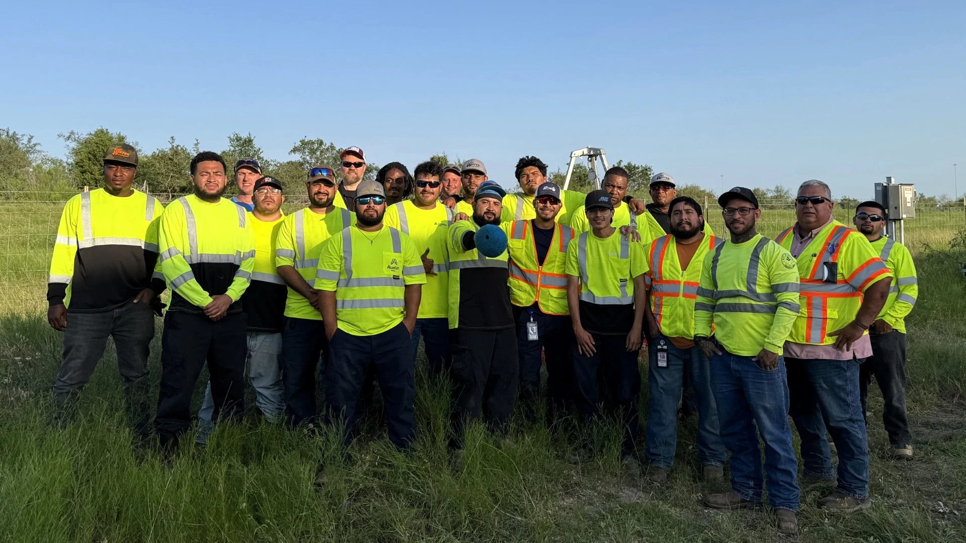 Austin Water crews show off the SmartBall leak detection tool.