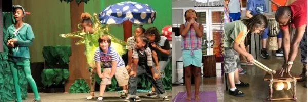 Images of youth in summer camp Perter pan performance from broadway bound 2017 peter pan and the lost boys scene photo of young girl of color doing yoga in front of the Carver Museum Gallery Photo of of Tonya Lyles teaching xylophone to youth arts