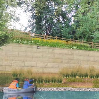 Artist rendering of the new limestone wall being constructed along the east bank of Barton Creek
