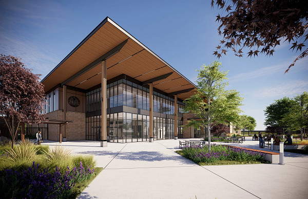 A design rendering of the proposed appearance of the administration building located at the north campus of the Northeast Service Center.