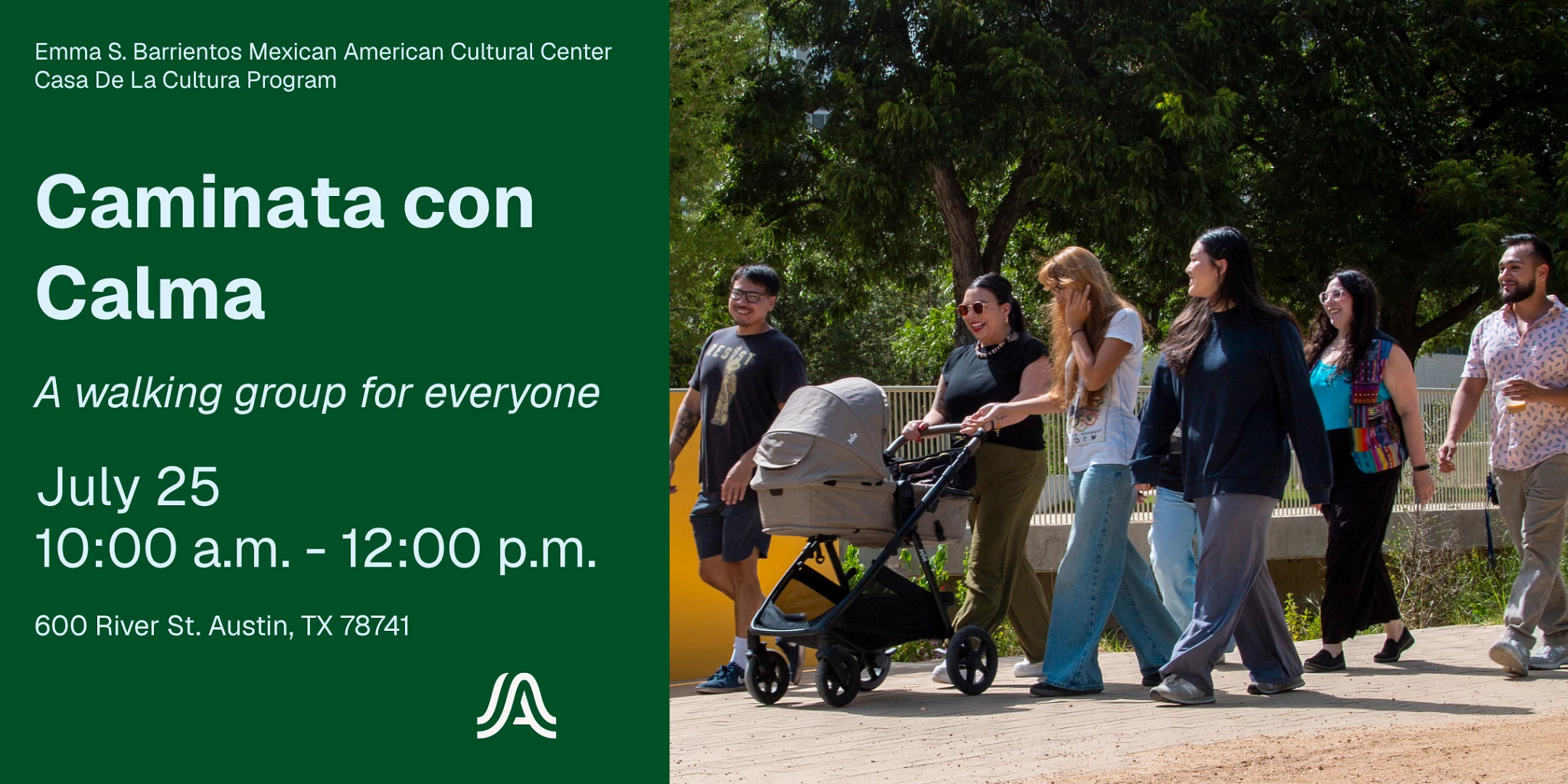 flyer featuring a group walking the austin trail
