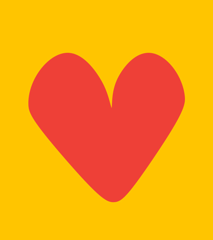 red heart on yellow background