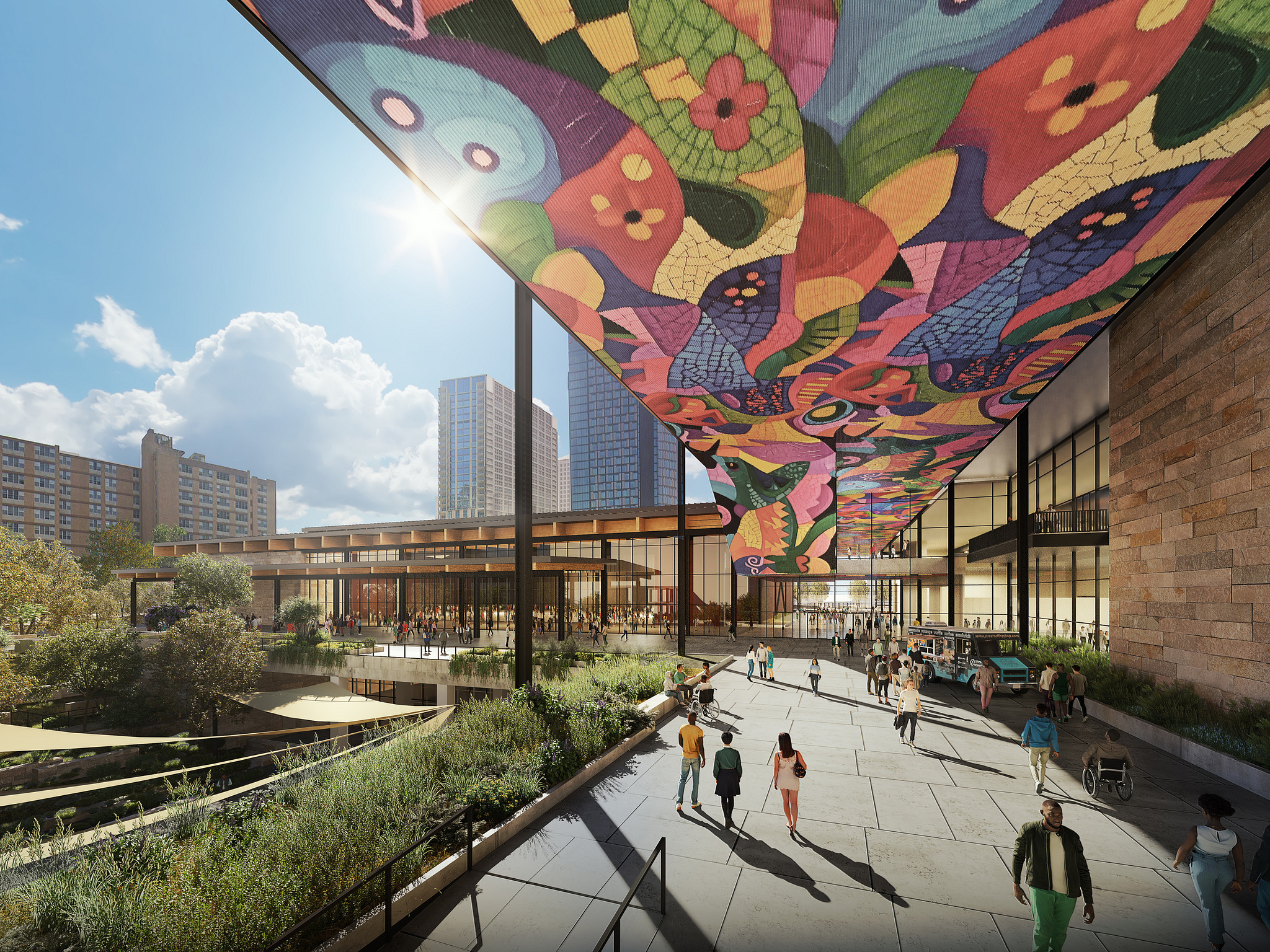 Austin Convention Center rendering showcasing outdoor event space