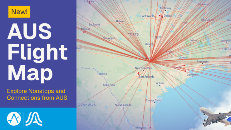 AUS Flight Map explore nonstops and connections from AUS