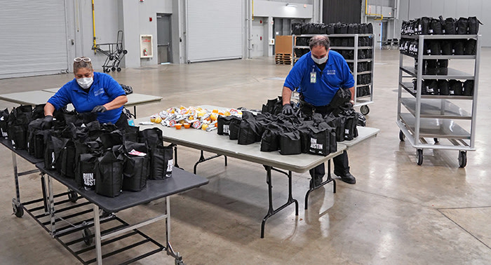 Austin Convention Center and Palmer Events Center staff supporting the Eating Apart Together Initiative at the Austin Convention Center