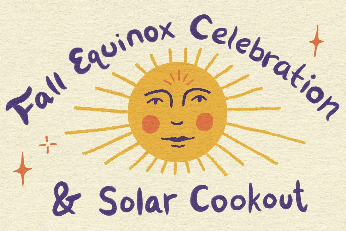 Fall Equinox Celebration and Solar Cookout event graphic with sun illustration