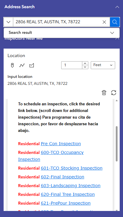 screenshot of inspection list in inspector territory tool
