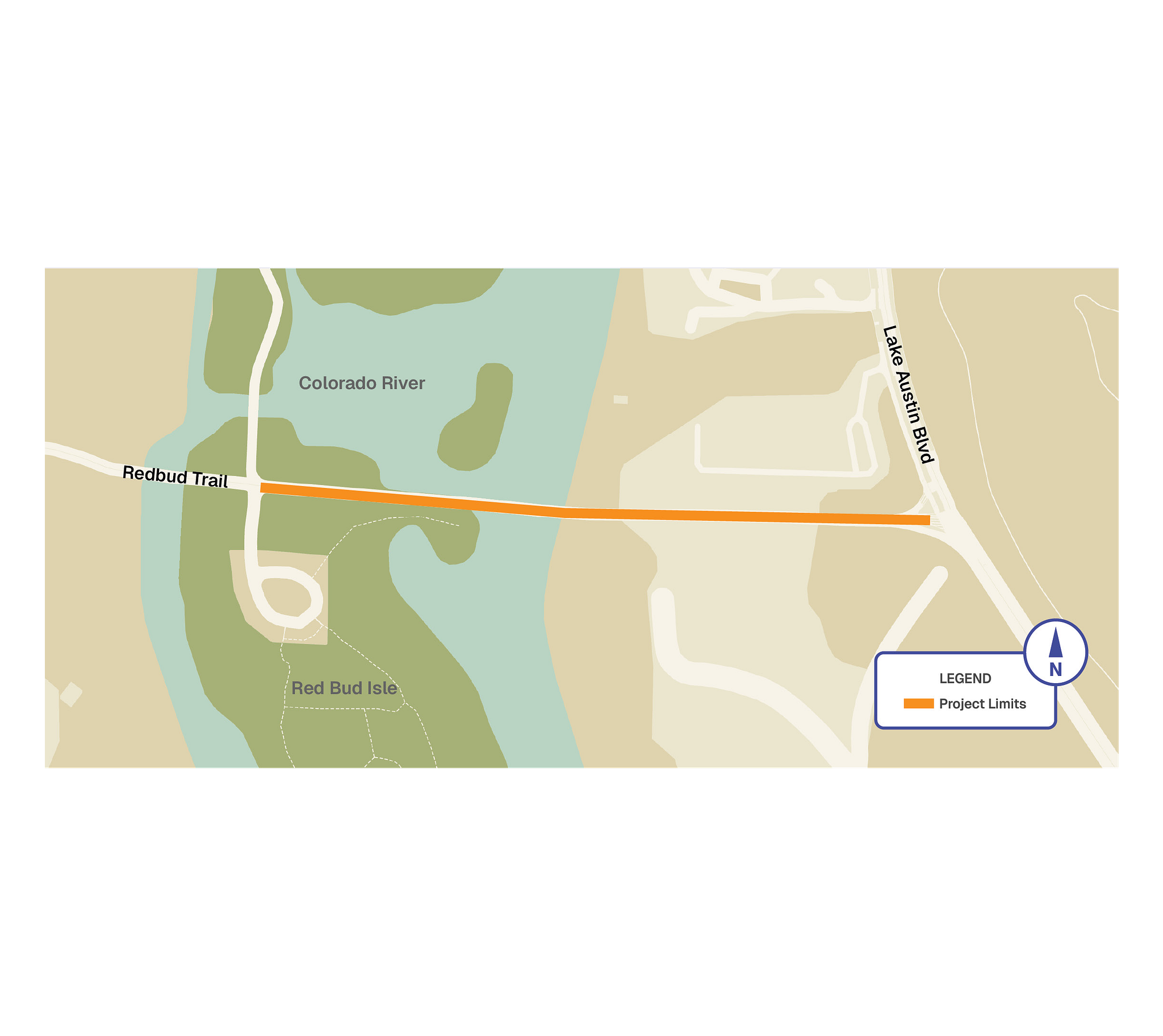 Project limits for Redbud Trail Bridge project.