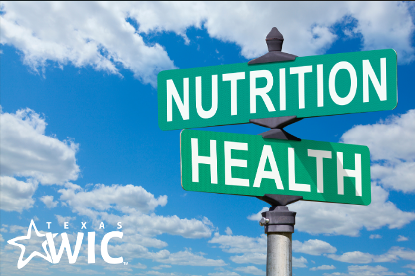 Cross Road Sign with Nutrition and Health Street signs