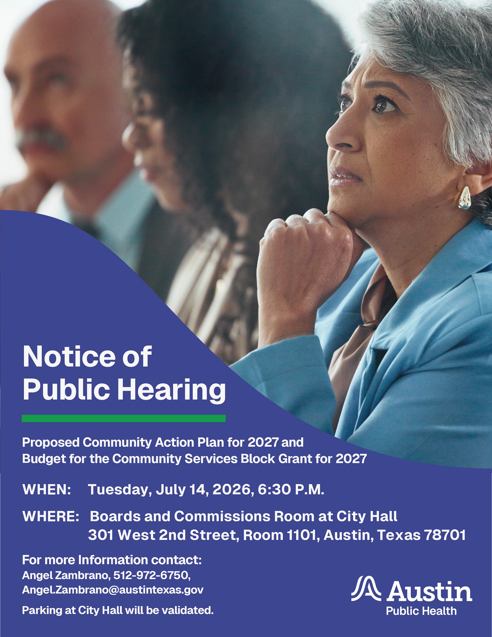Notice of public hearing on July 14, 2026 regarding 2027 proposed Community Action Plan and budget for the Community Services Block Grant