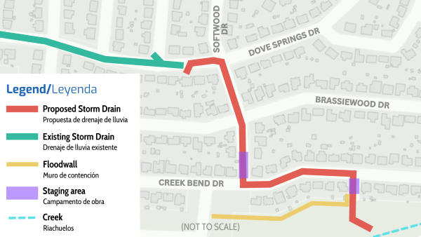 Map of existing and proposed storm drains