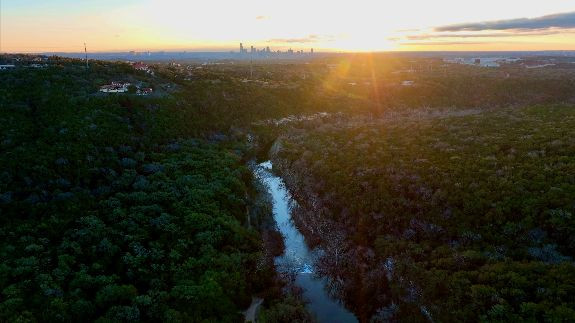 Aerial of Austin at Dusk