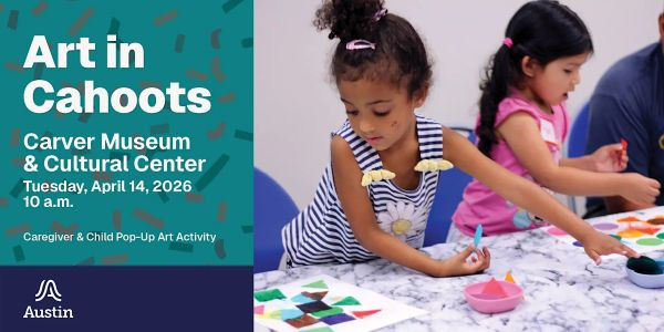 aqua graphic with photo of children doing arts and crafts