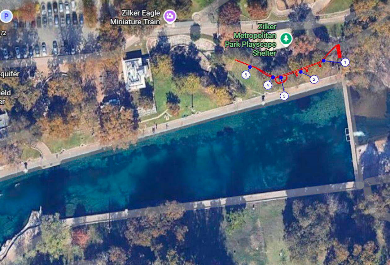 Map of the Retaining Wall at Barton Springs Pool