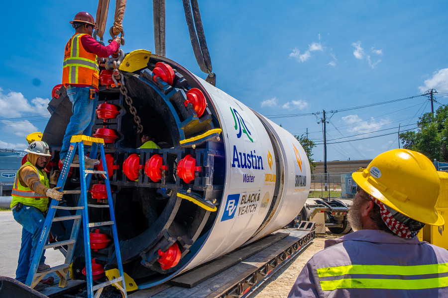 Photos of Austin Water's Tunnel Boring Machine for the McNeil Transmission Main project, which is named Dolores