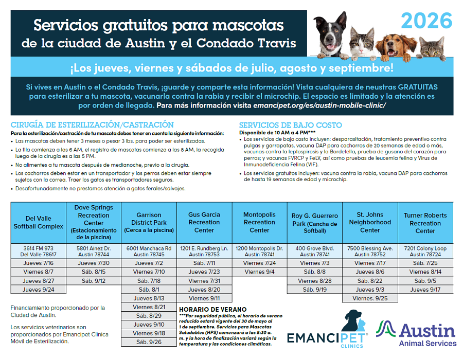 Clinic Schedule in Spanish