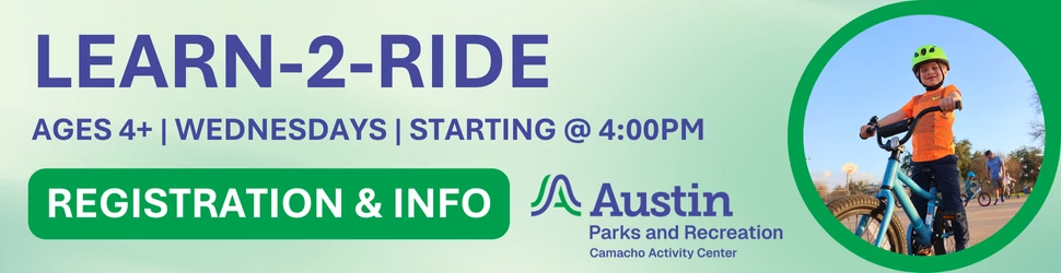 Learn 2 Ride banner on Wednesday for kids 4 and up