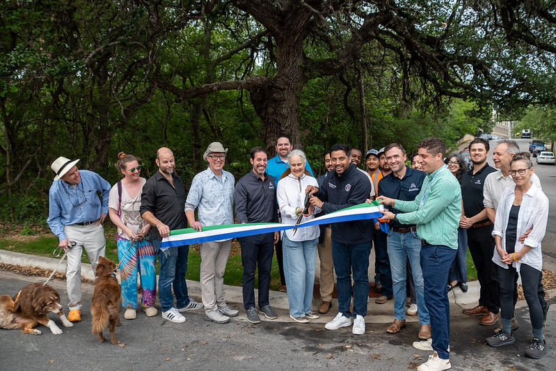 District 9 Council Member Zo Qadri, neighbors and Austin Transportation and Public Works staff celebrated the new sidewalk on Academy Drive with a ribbon-cutting ceremony on Wednesday, April 15.