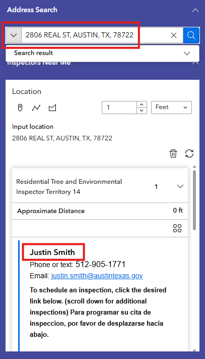 screenshot of Inspector Territories application