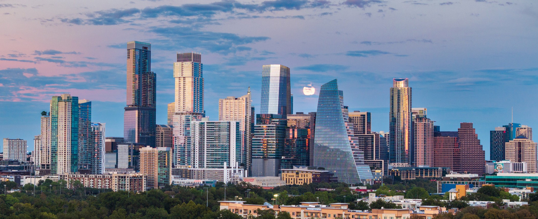 Austin city skyline at twilight