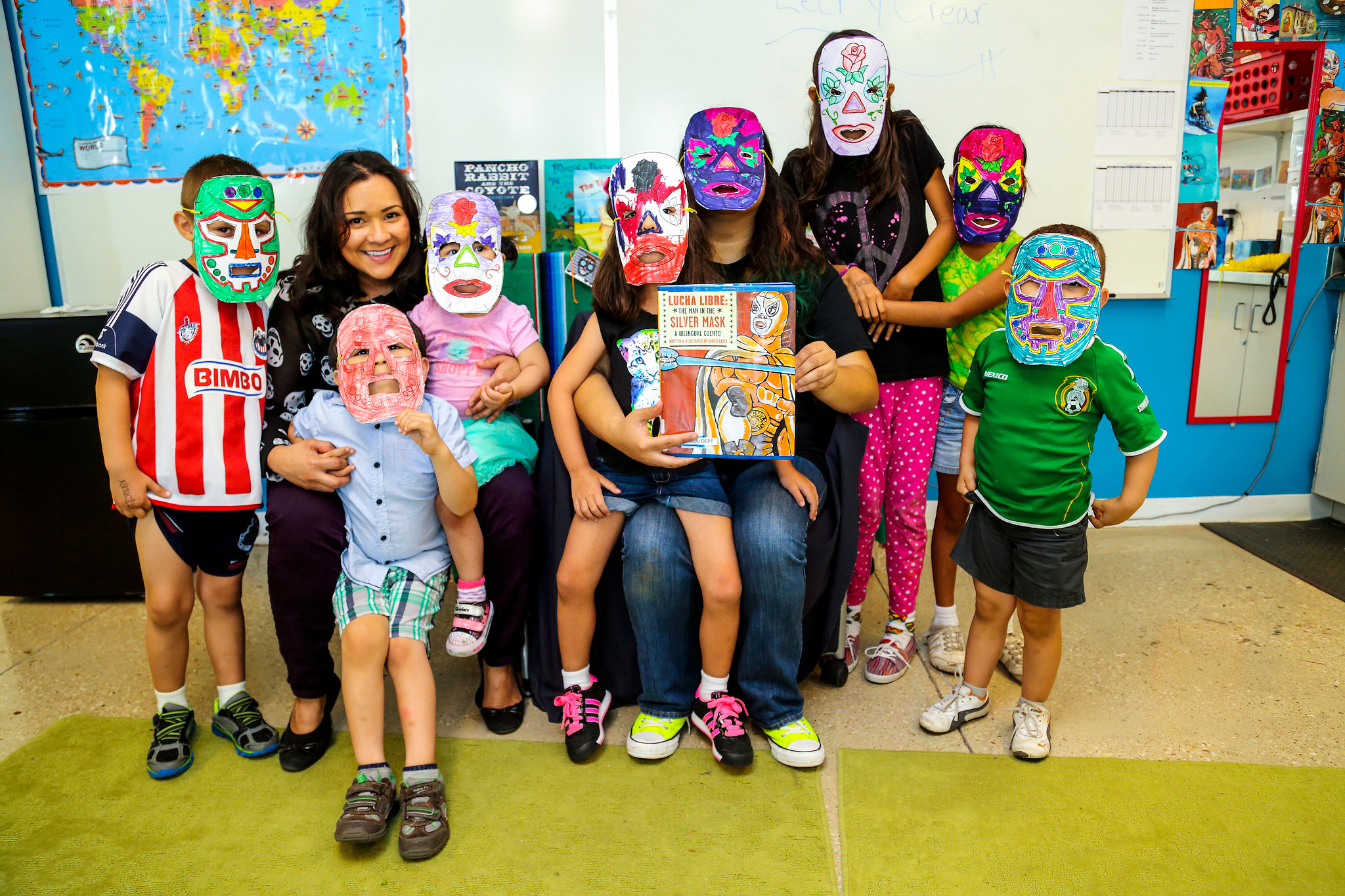 ESB MACC Luchador Masks Kids Wearing Wrestler Masks in a School-Like Setting