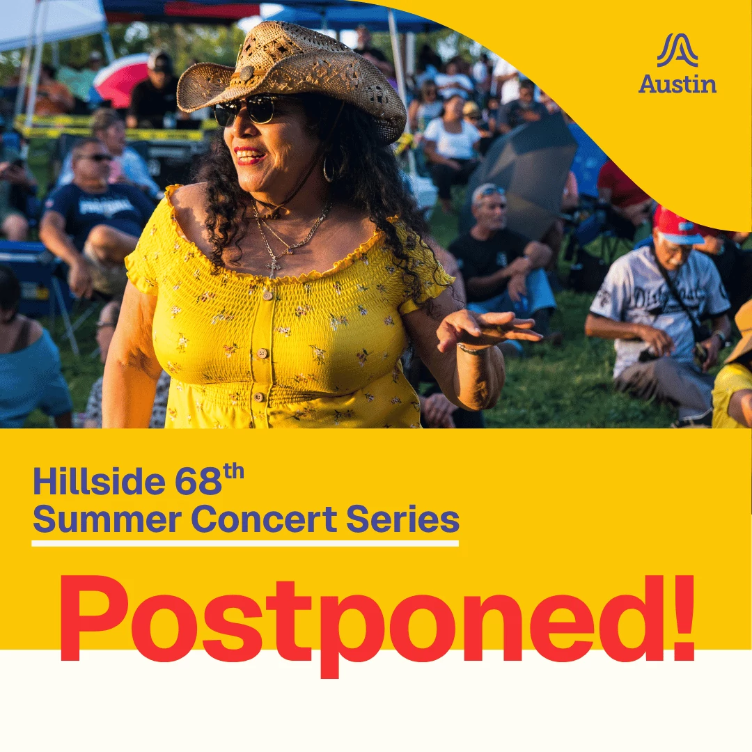 ESB MACC Hillside Postponed with photo of woman in yellow shirt