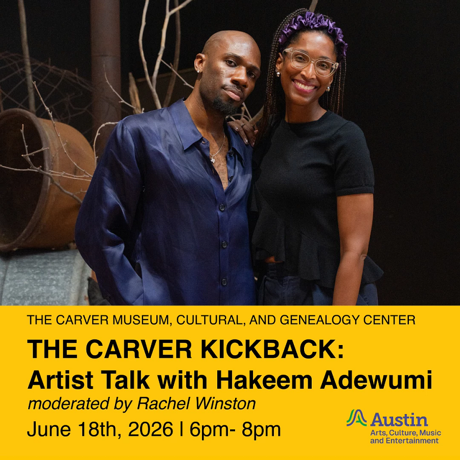 photo of Hakeem Adewumi and Rachel Winston at the George Washington Carver Museum Exhibition Seeing Further